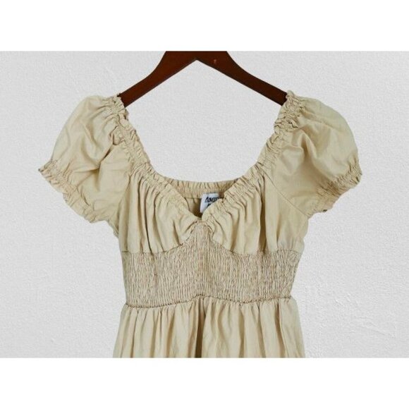 PRINCESS POLLY Dress Smocked Waist Mini Daniella Dress in Cream Size 6 - Picture 3 of 8